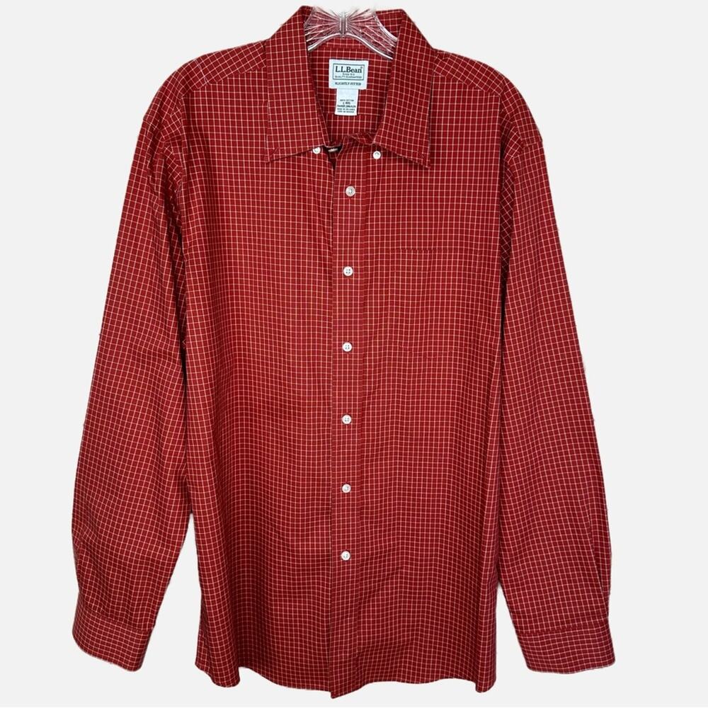 L.L. Bean Men’s Button Down Short - Red & White
